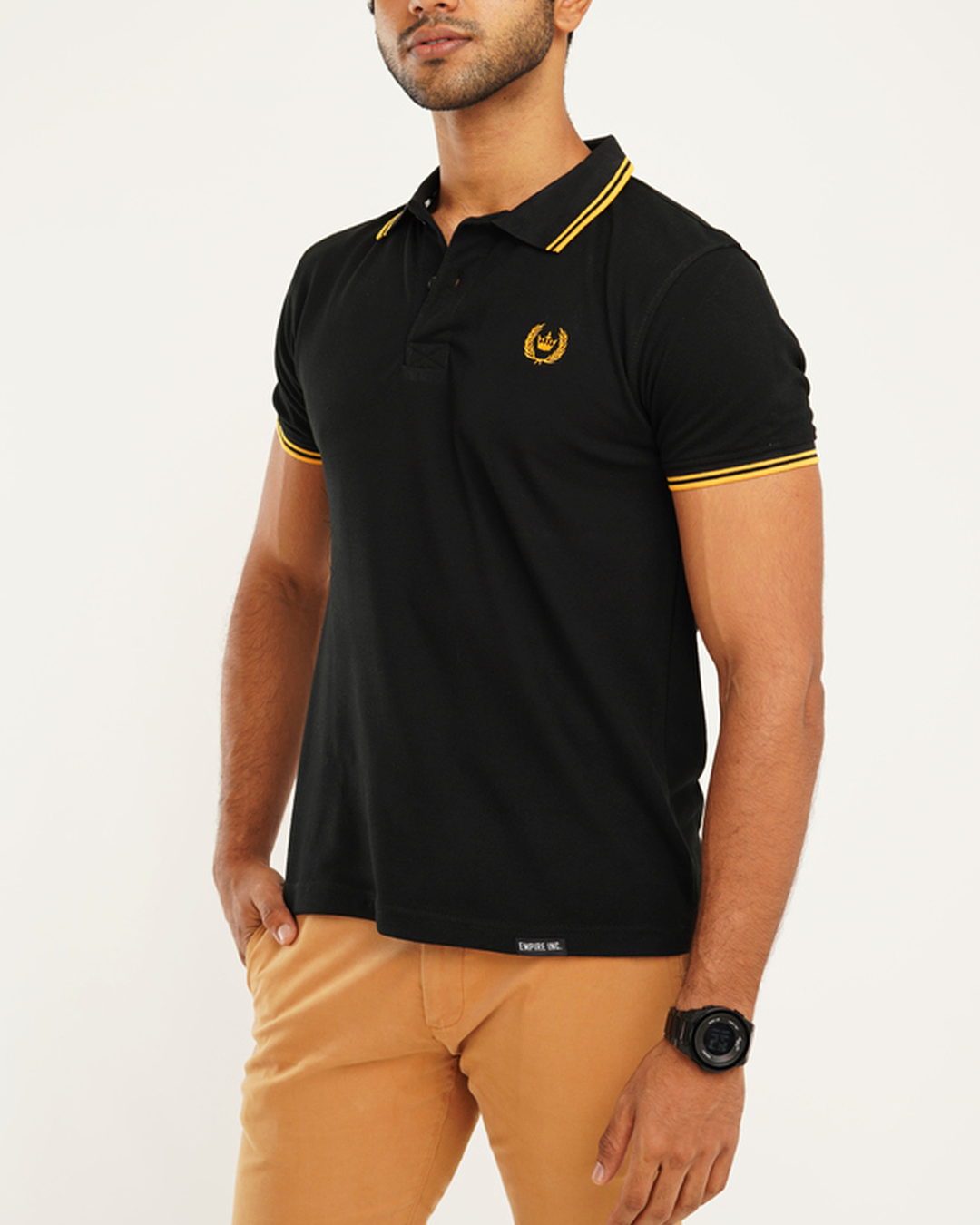 Black Polo With Golden Yellow Tipping