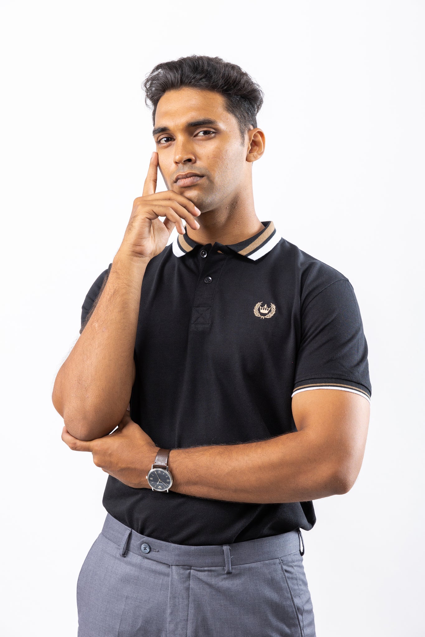 Black & Champagne Gold Polo Empire Clothing Club