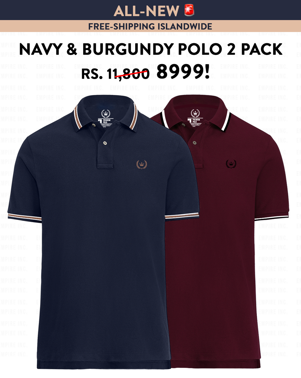 Navy & Burgundy Polo 2 Pack