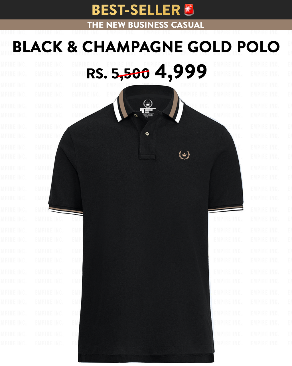 Black & Champagne Gold Polo