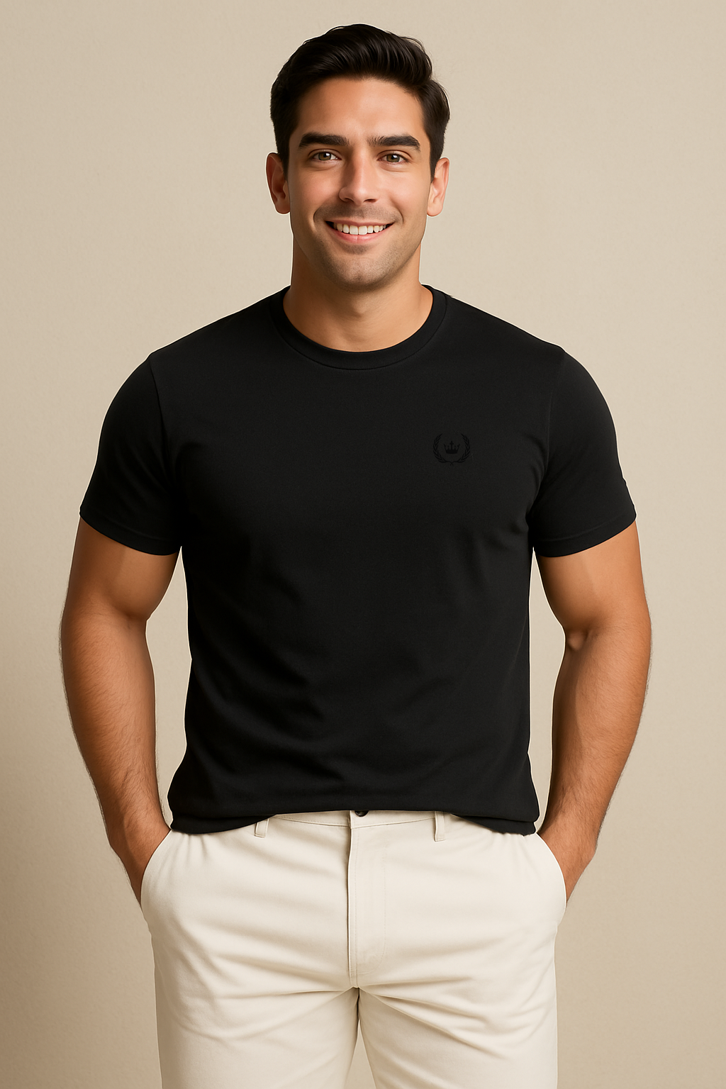 Santorini Black Crew Neck