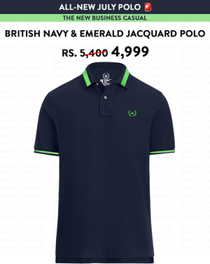 British Navy & Emerald Jacquard Polo