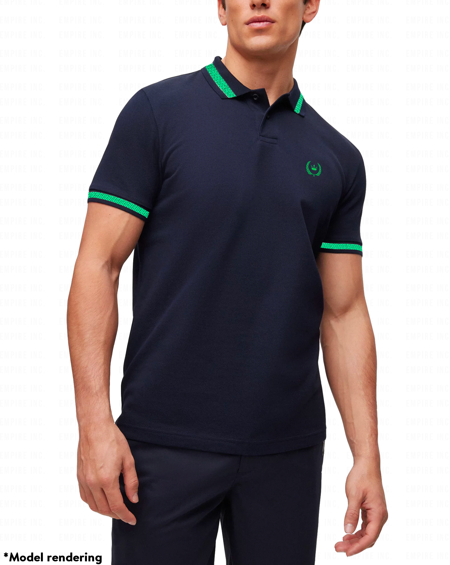 British Navy & Emerald Jacquard Polo