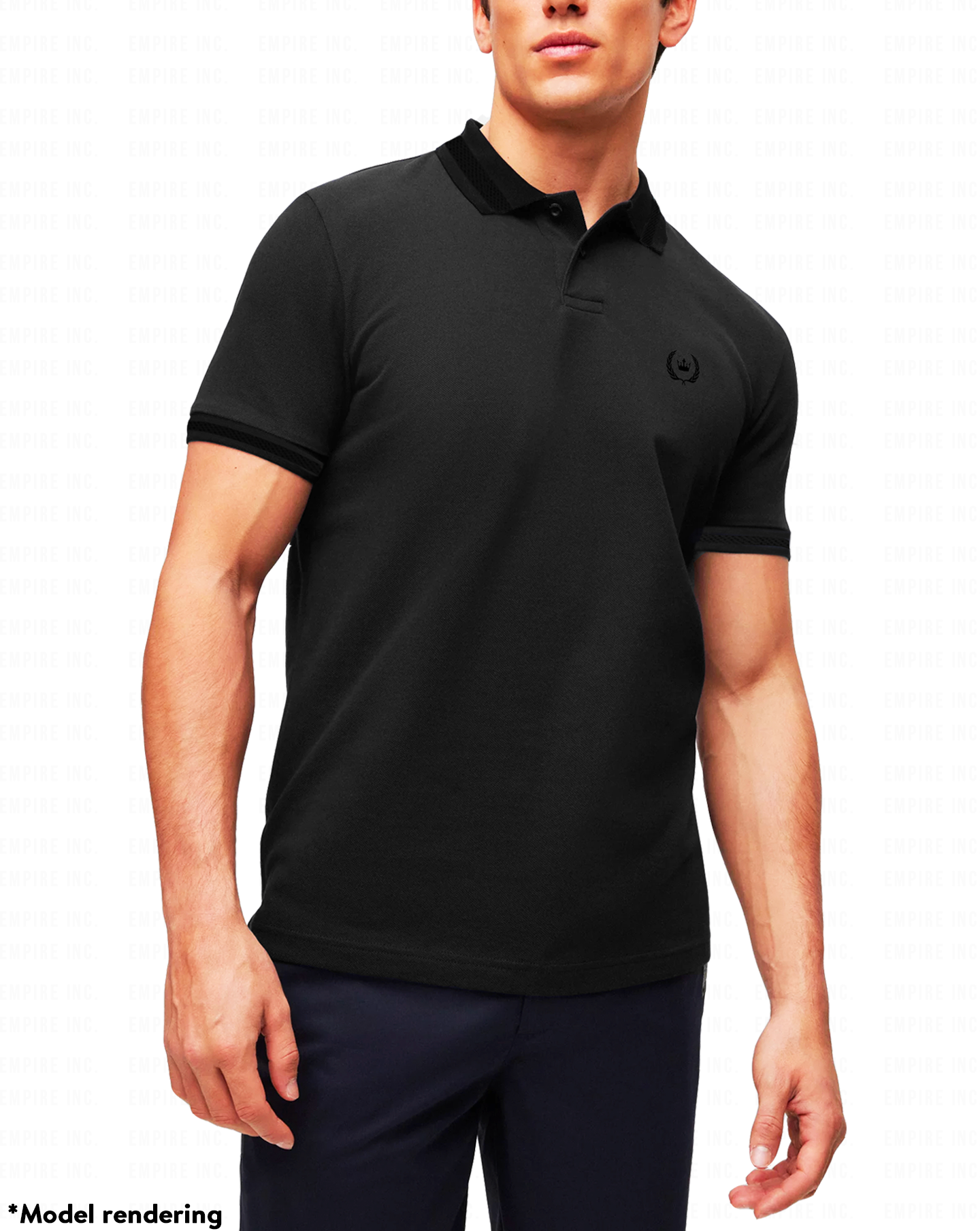 Gun Metal Black Jacquard Polo