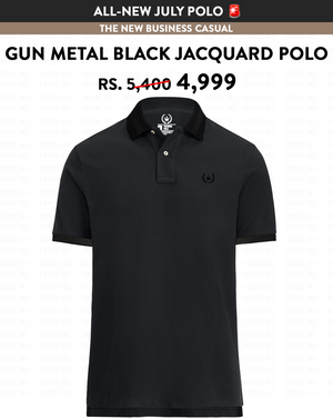 Gun Metal Black Jacquard Polo