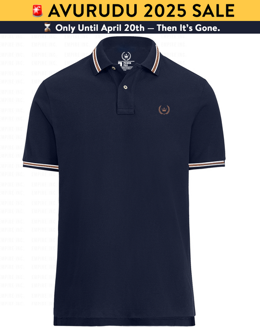 Navy Jacquard Homme Polo