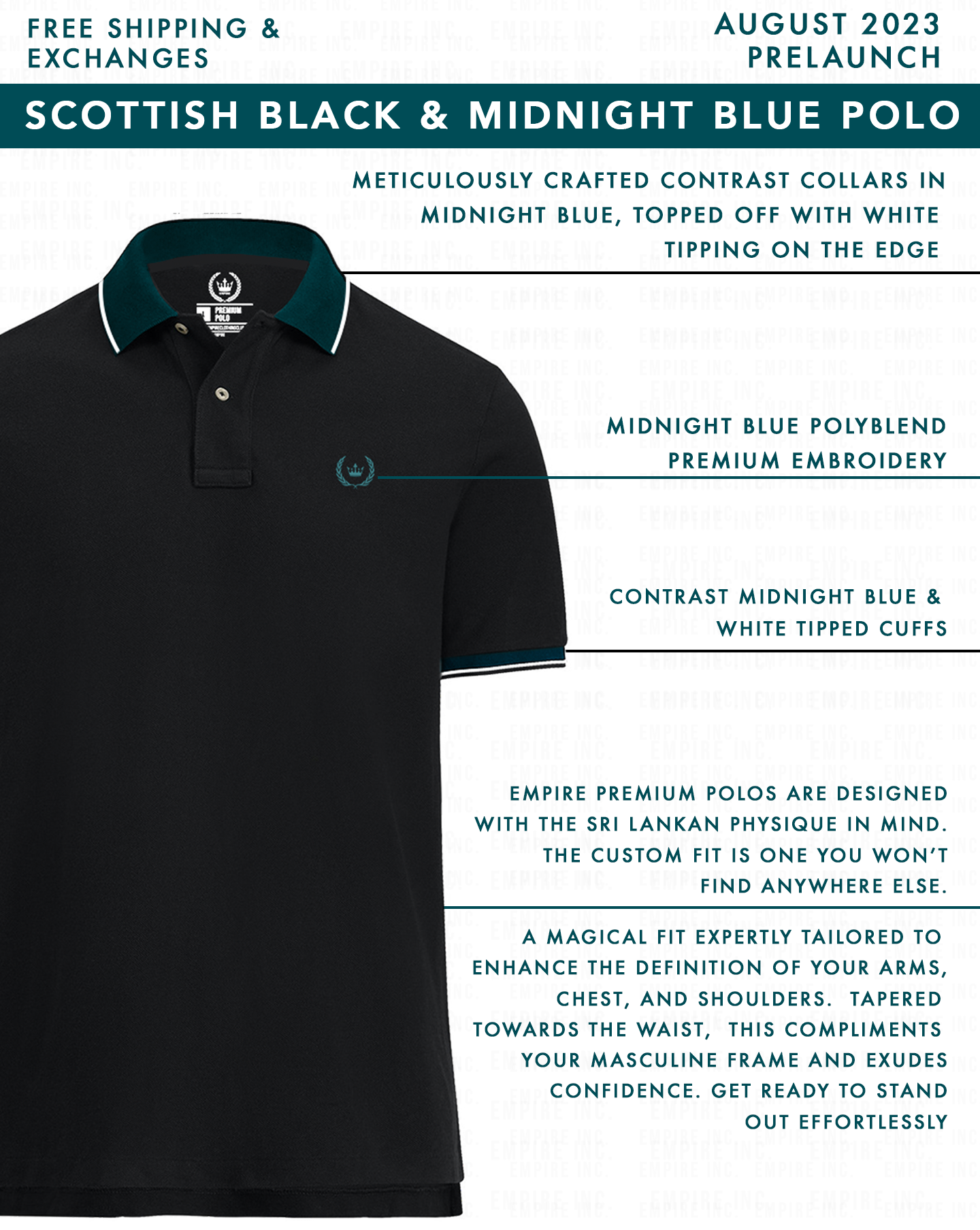 Scottish Black & Midnight Blue Polo