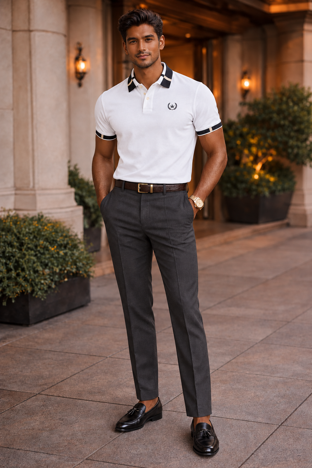 The Tuxedo White Polo