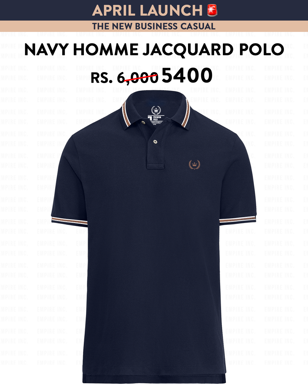 Navy Jacquard Homme Polo