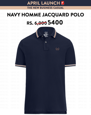 Navy Jacquard Homme Polo