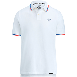White Polo With Red and Navy Tipping